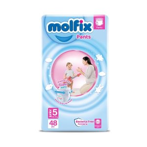 Molfix Baby Diapers Pant Size-5, 12-17kg, 48 Pcs Pack- Made in Turkey