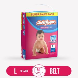 Supermom Belt System Baby Diaper L Size, 9-14kg 40pcs Pack Wholesale Express BD Lowest Price Shop