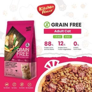 Kitchen Flavor Grain Free Cat Food With Real Meat Cubes Adult Food 1.5kg Wholesale Express BD Lowest Price