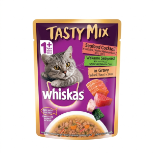 Whiskas Tasty Mix Seafood Cocktail Wakame Seaweed in Gravy 70g Wholesale Express BD